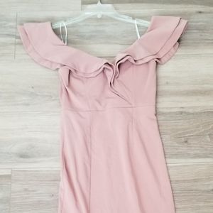 Mauve Ruffle Bardot Midi Dress